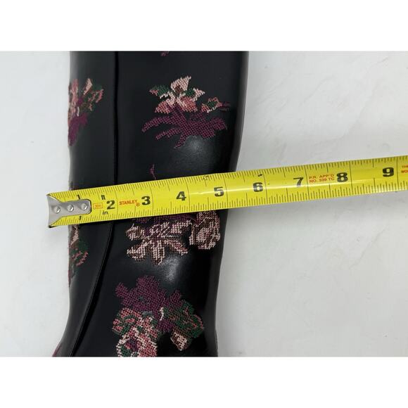 Tory Burch square toe 20MM Knee boot embroidered black leather 7.5 - Picture 9 of 12